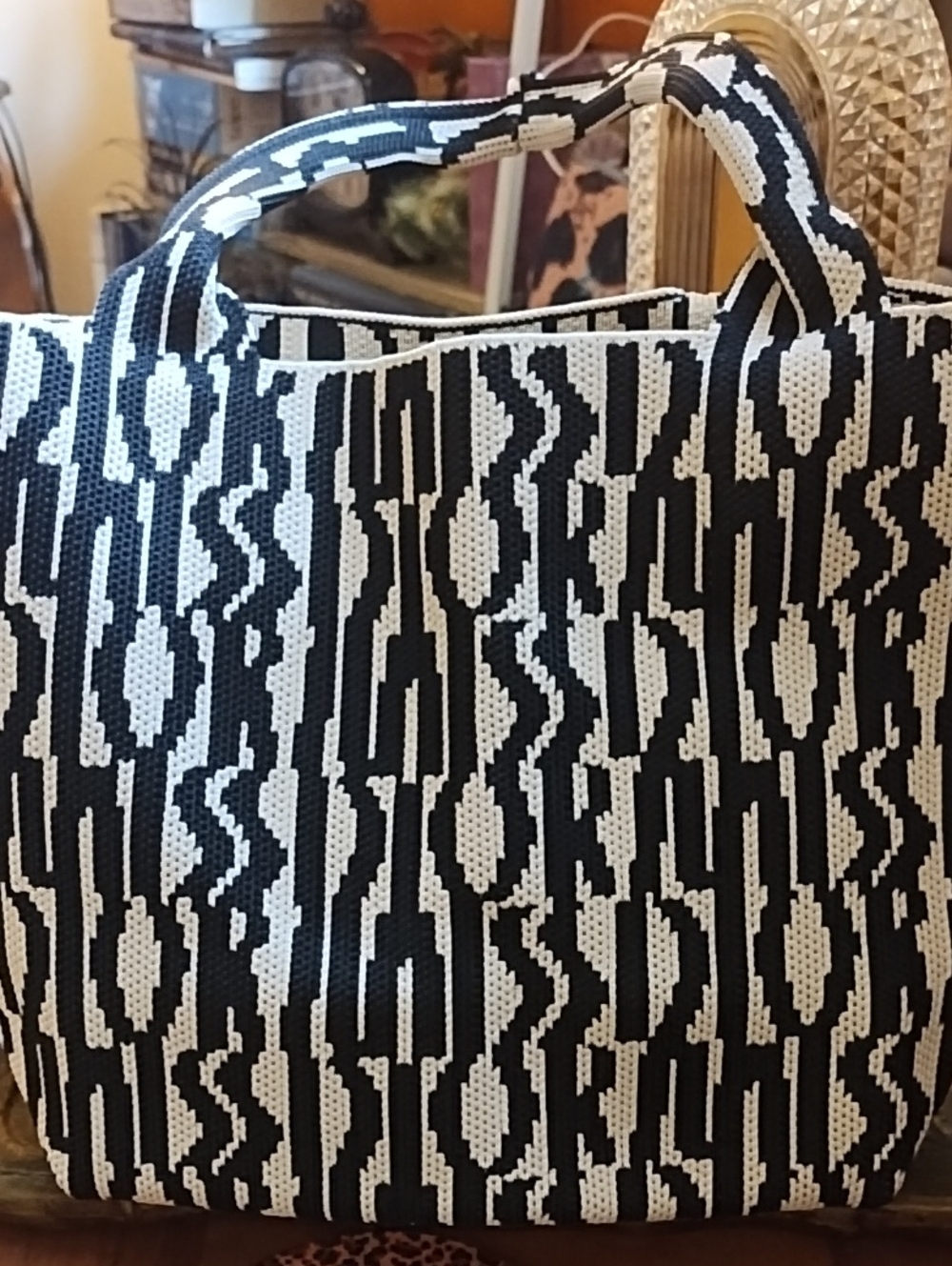 Mini Black & White Patterned Tote Bag